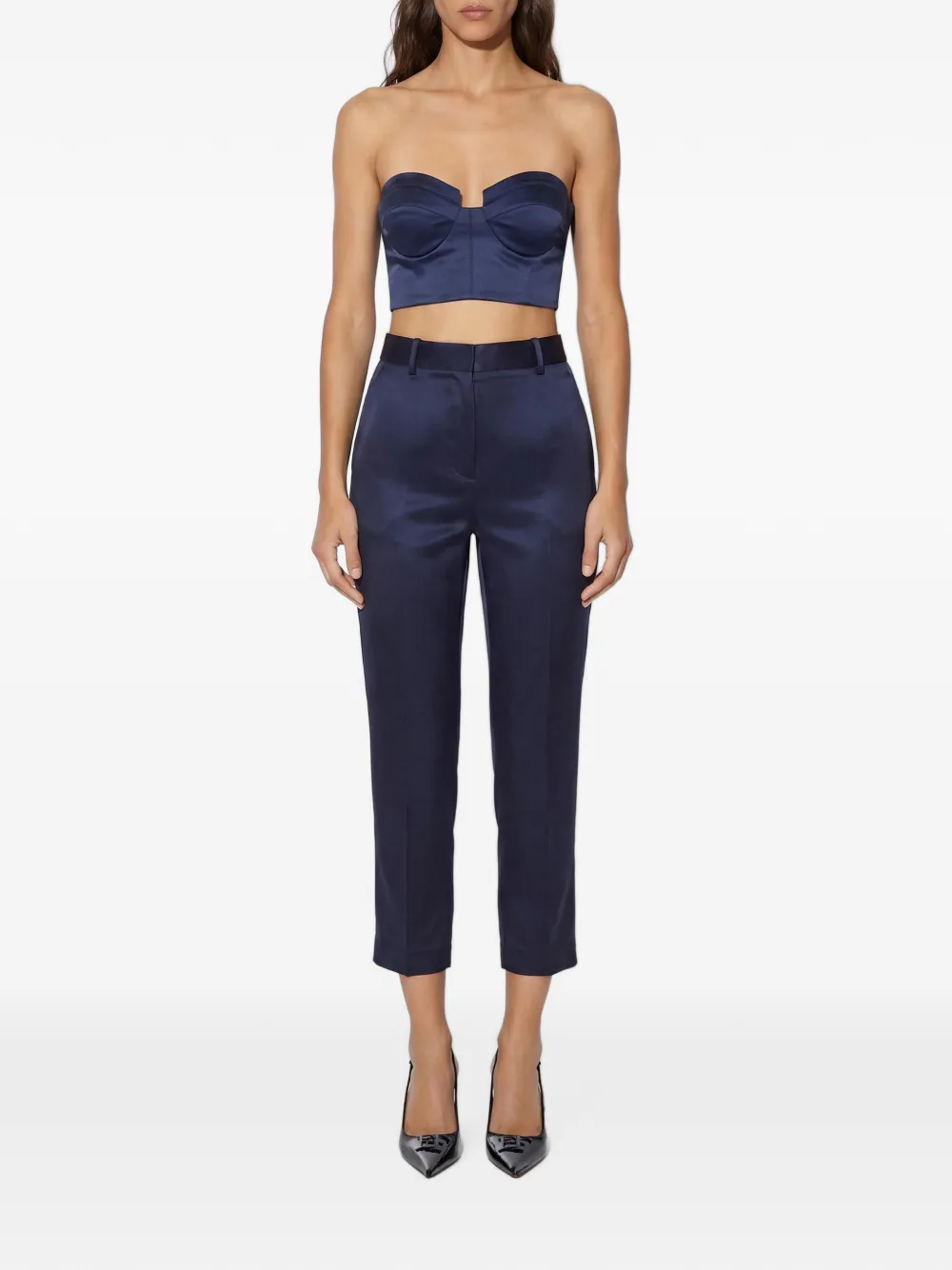 Elisabetta Franchi Stretch satijnen top Blauw