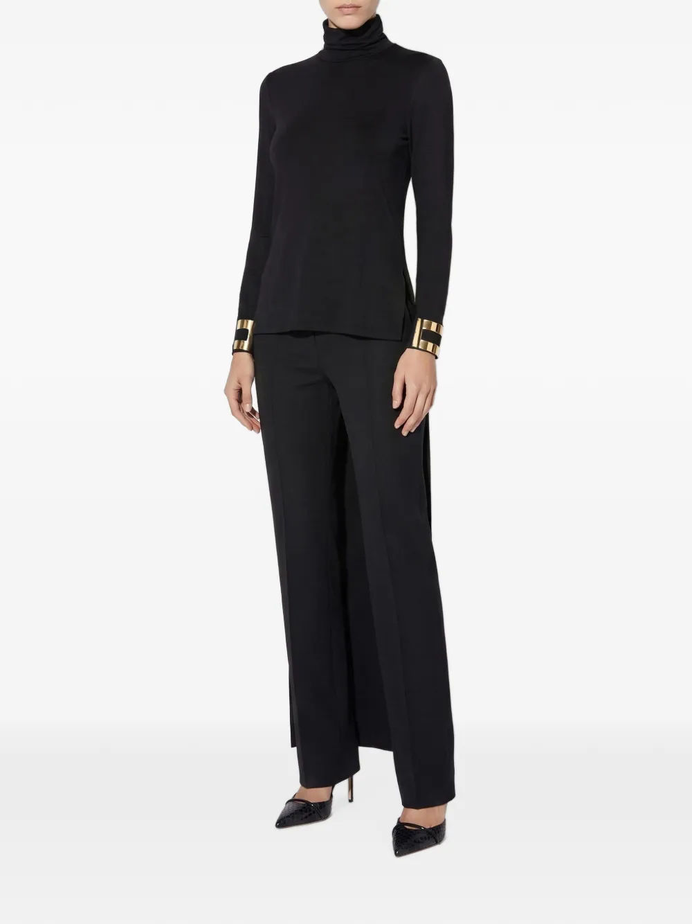 Elisabetta Franchi Top van glanzende jersey stof Zwart