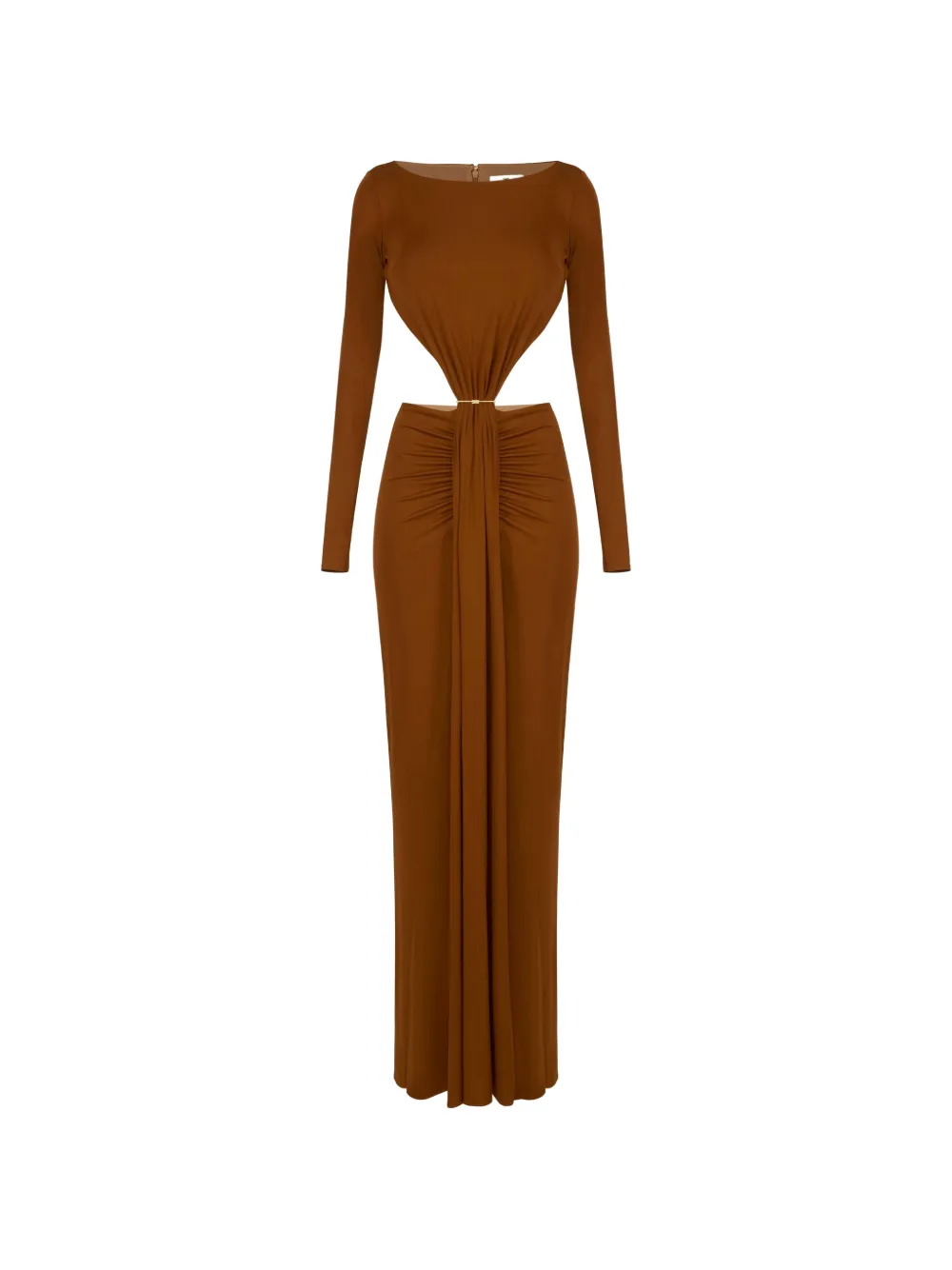 Elisabetta Franchi red carpet dress in jersey fabric with cut-outs - Marrone