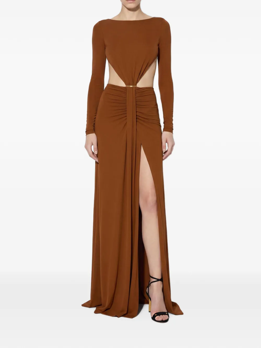 Elisabetta Franchi Jurk van jersey met uitgesneden details Bruin
