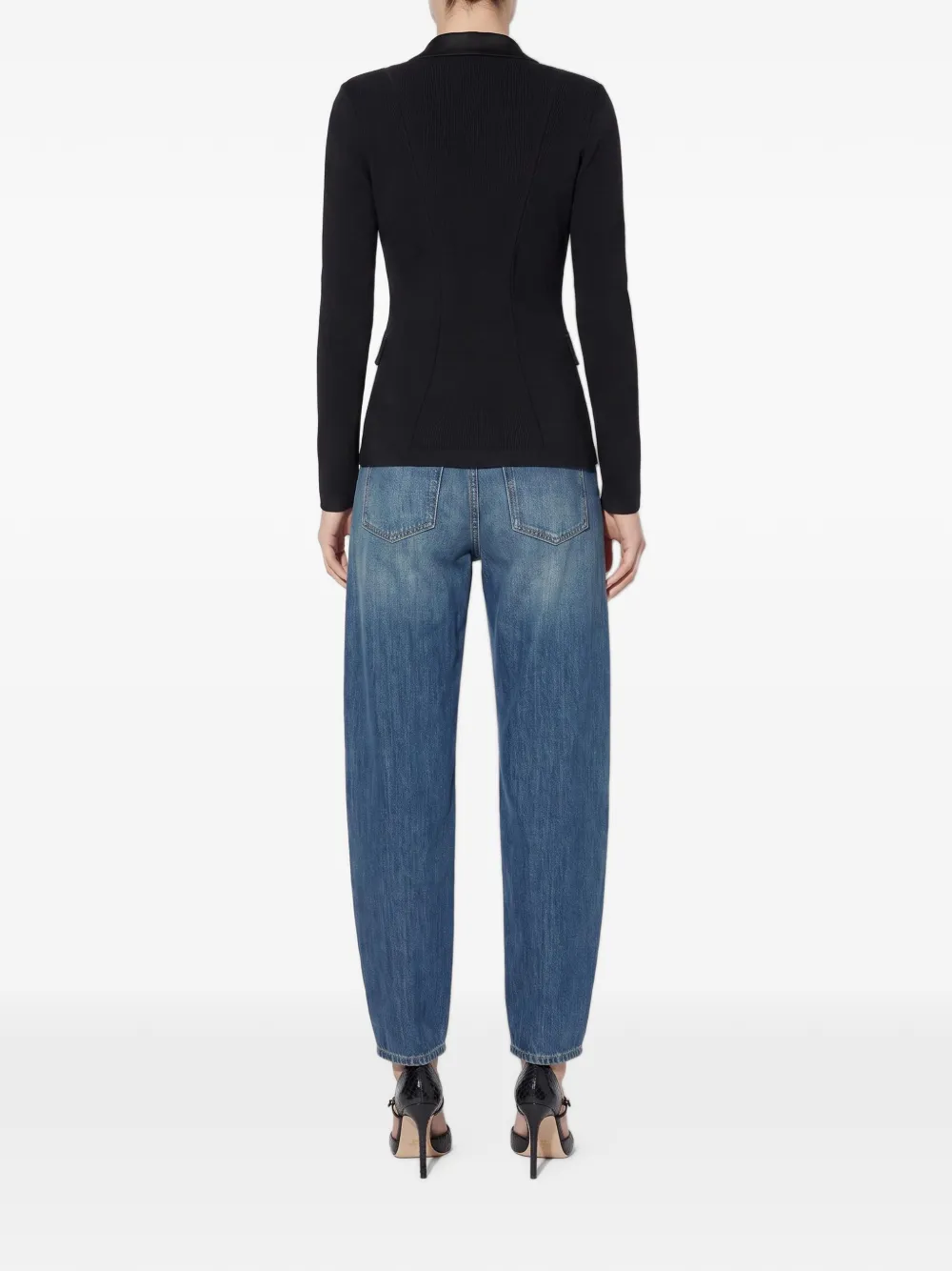 Elisabetta Franchi Gebreid jack met glanzende viscose details Zwart