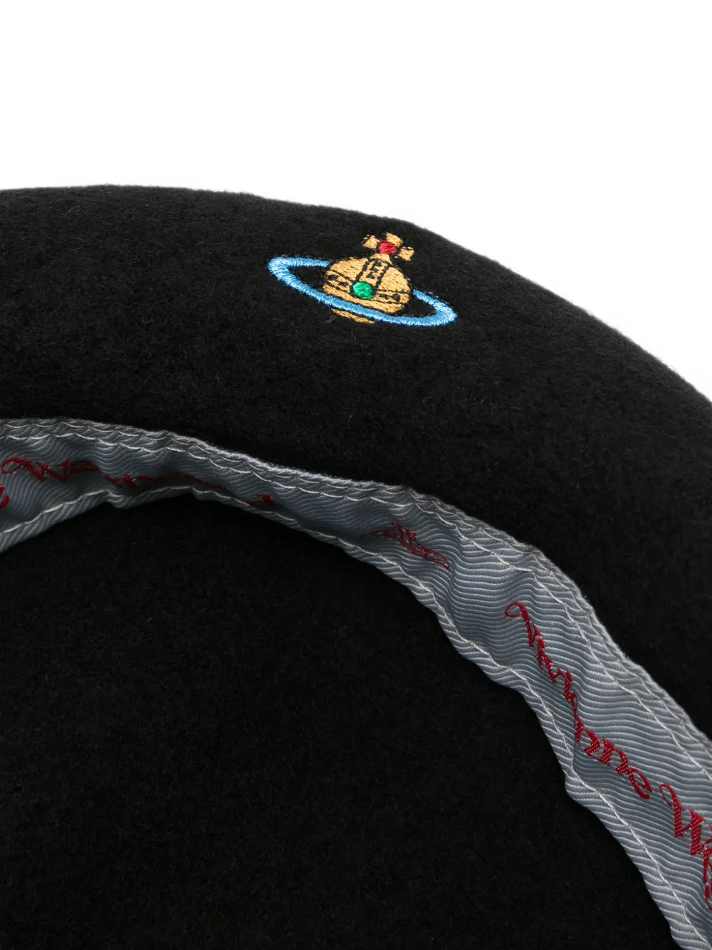 Vivienne Westwood Baret met geborduurde Orb Zwart