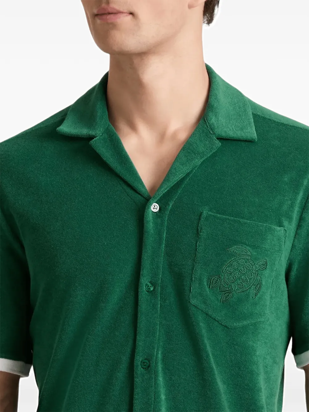 Vilebrequin Basstof bowlingshirt Groen