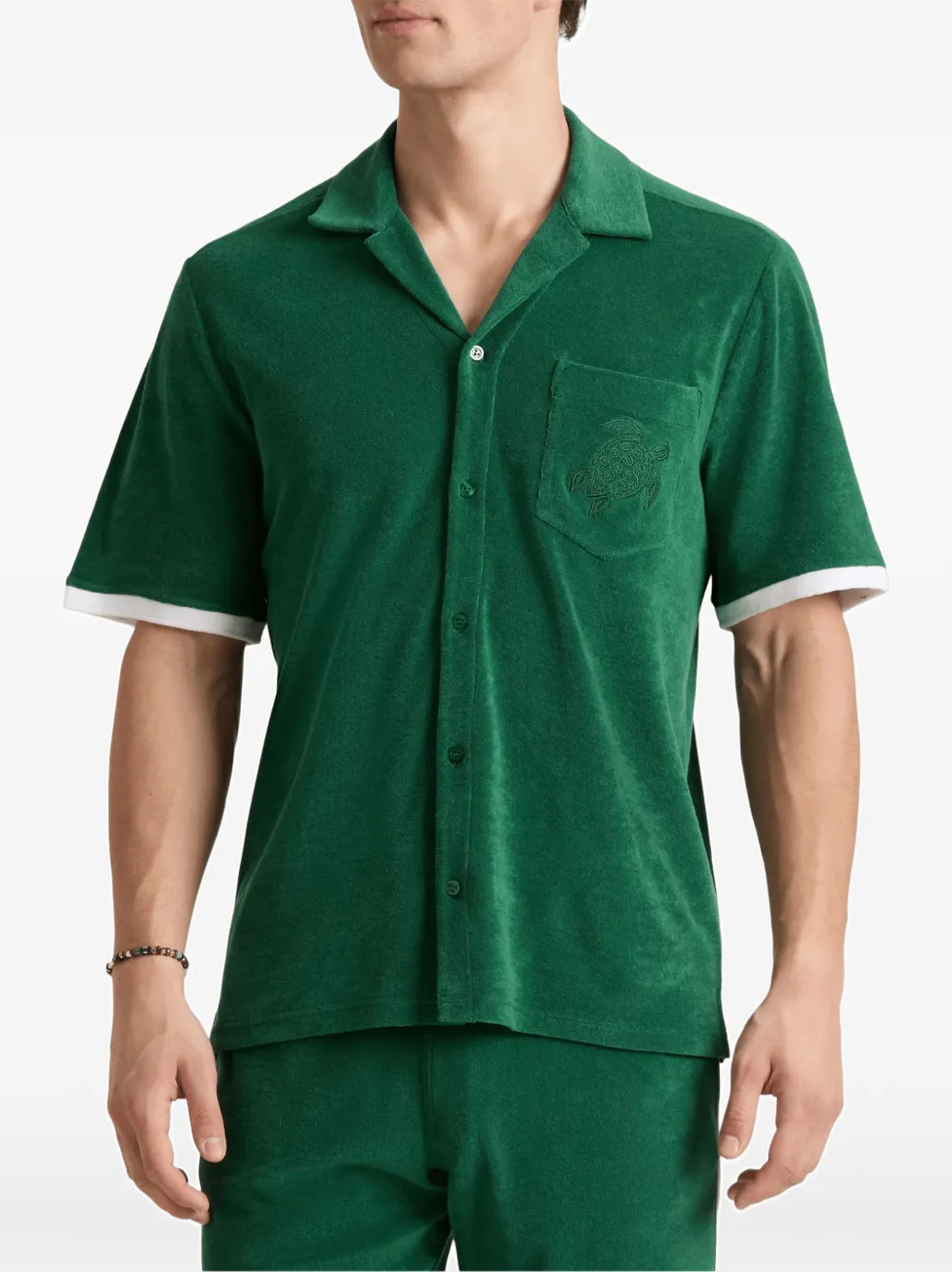Vilebrequin Basstof bowlingshirt Groen