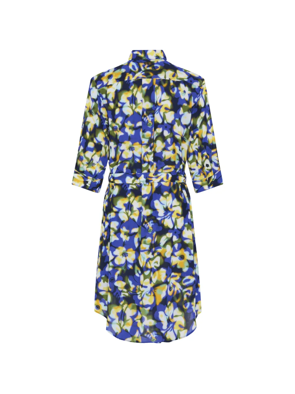 Vilebrequin Midi-overhemdjurk met bloemen-print en ceintuur Blauw