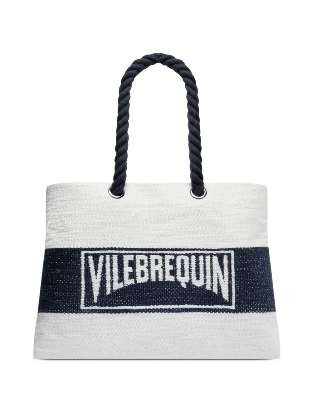 Vilebrequin Logo-jacquard Rope-handle Beach Bag In White