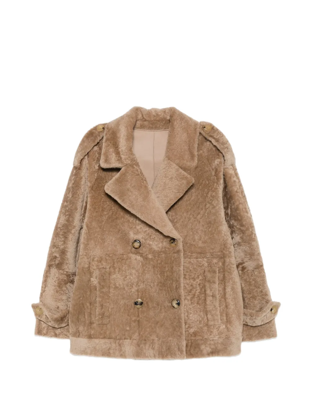 Blancha double-breasted shearling coat - Marron Blancha double-breasted shearling coat - Marron