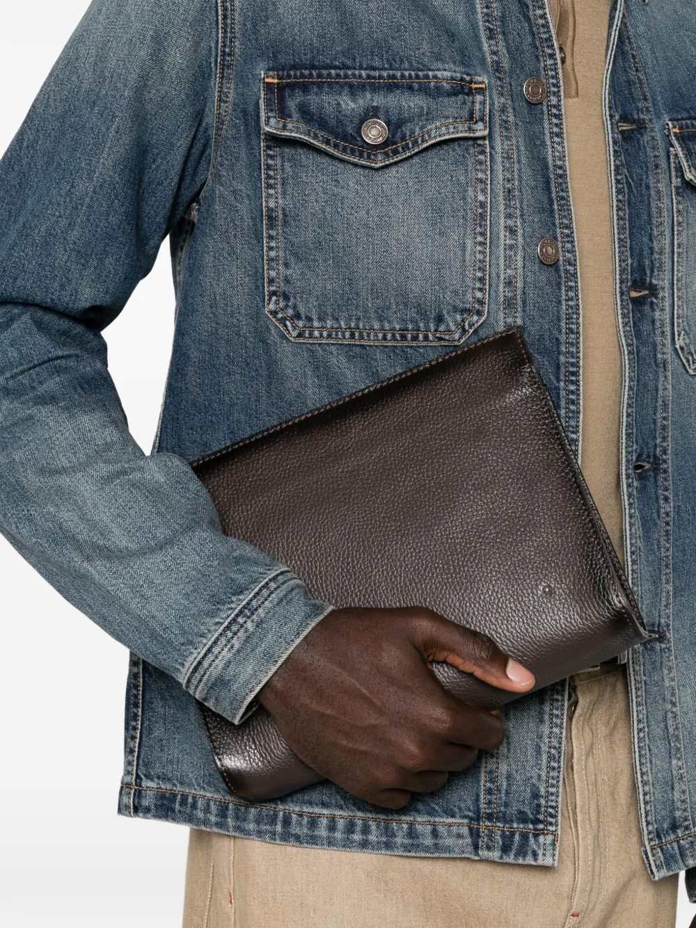 ALBERTO LUTI Leren clutch Bruin