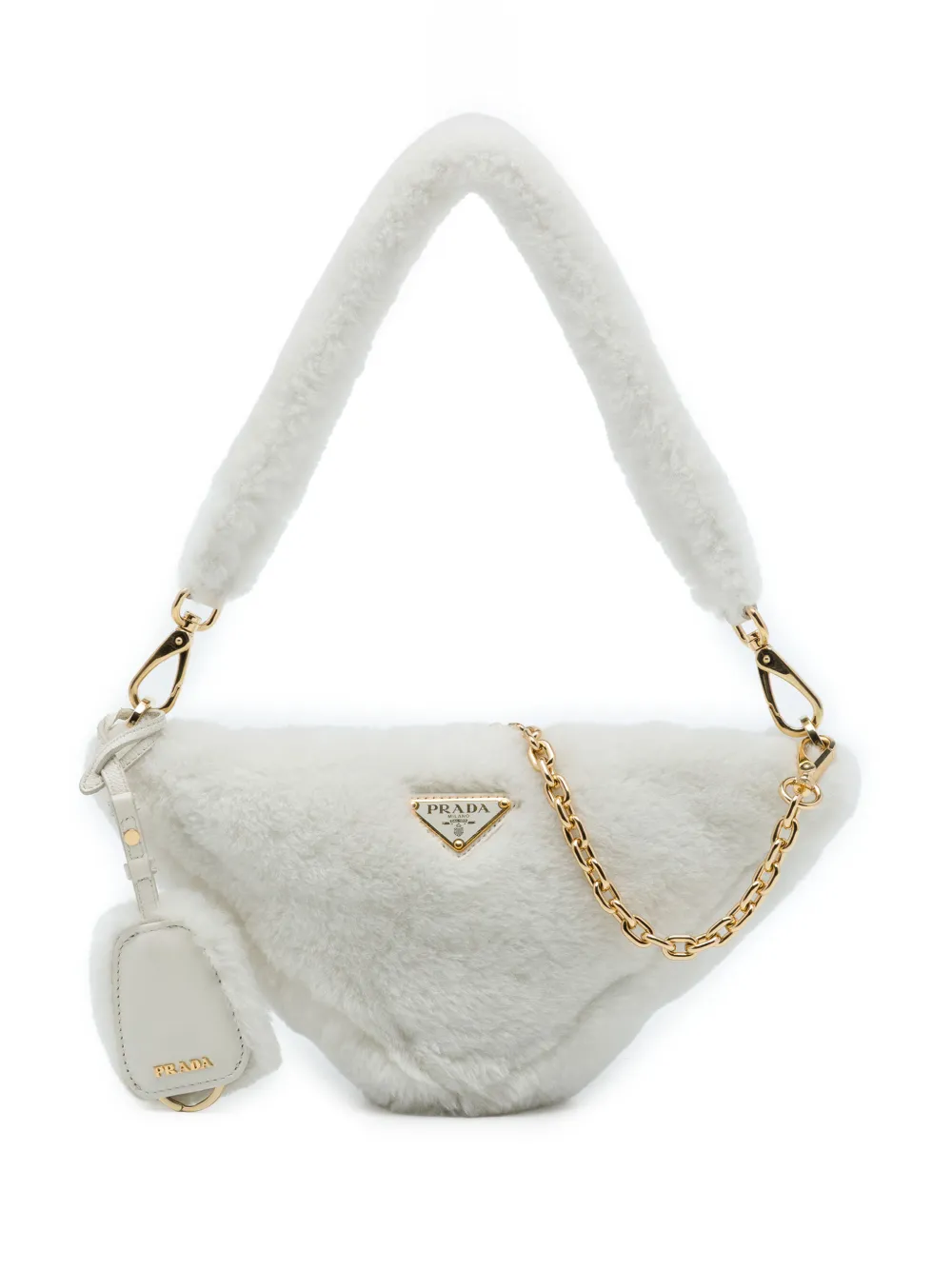 Prada Pre-Owned mini sac à main Triangle en peau lainée (2013-2026) - Blanc