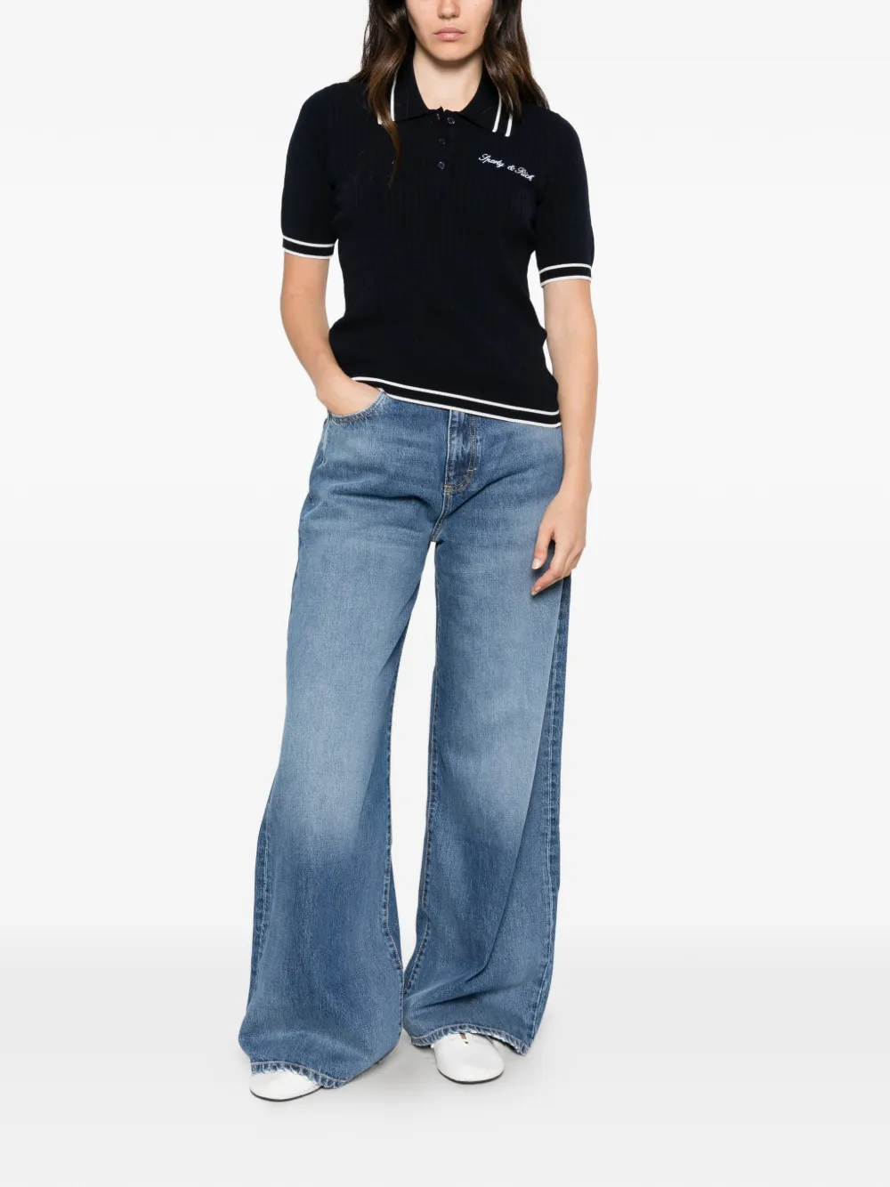 Sporty & Rich Kabelgebreide polotop Blauw