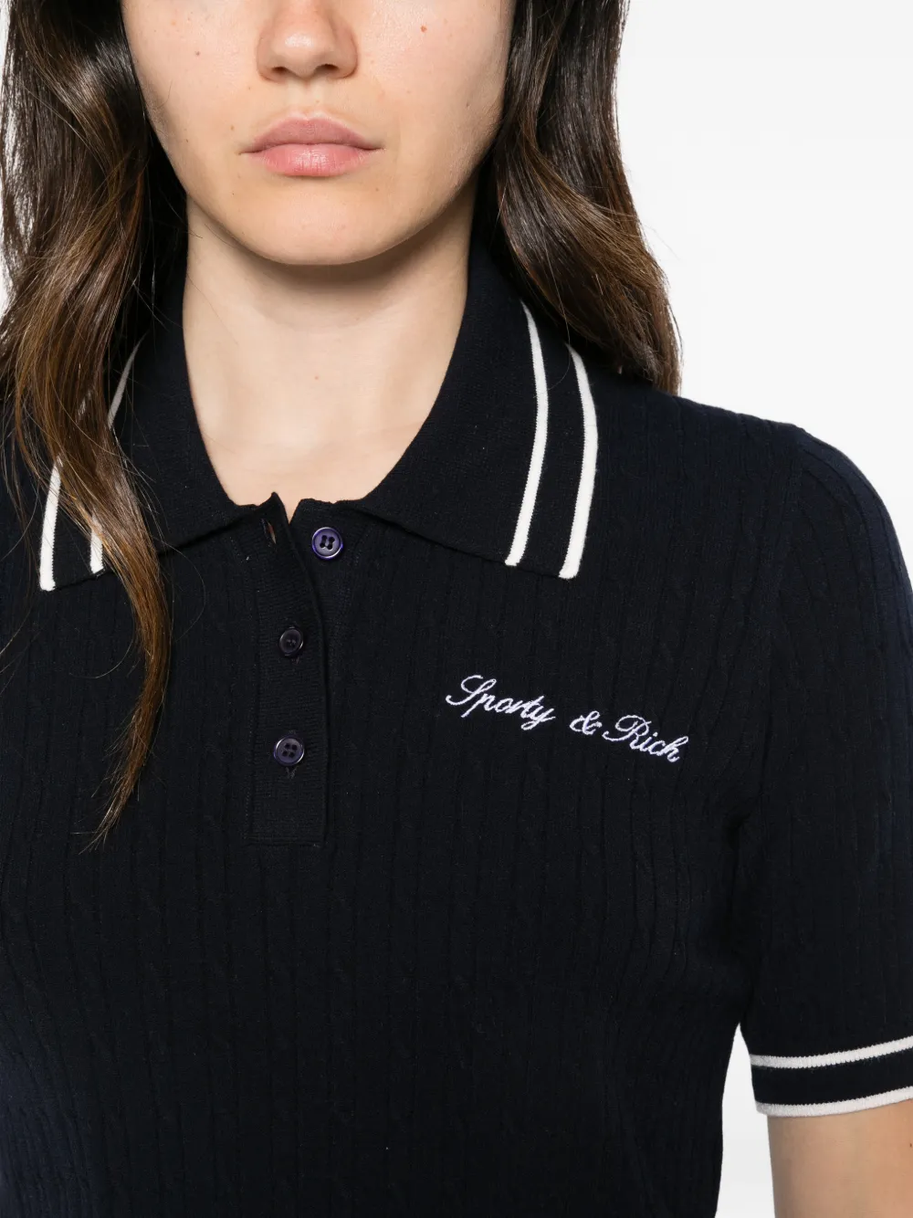 Sporty & Rich Kabelgebreide polotop Blauw