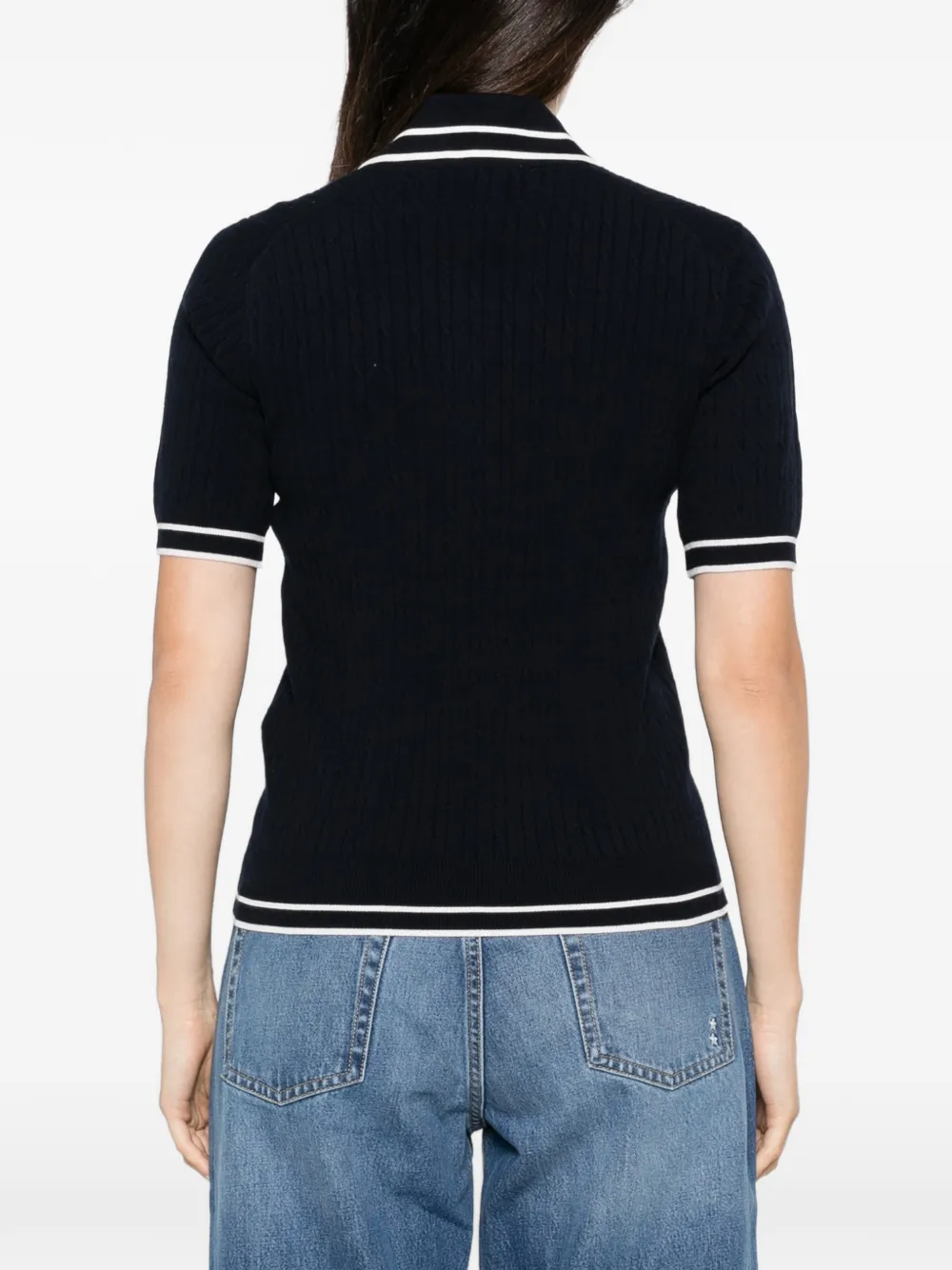 Sporty & Rich Kabelgebreide polotop Blauw