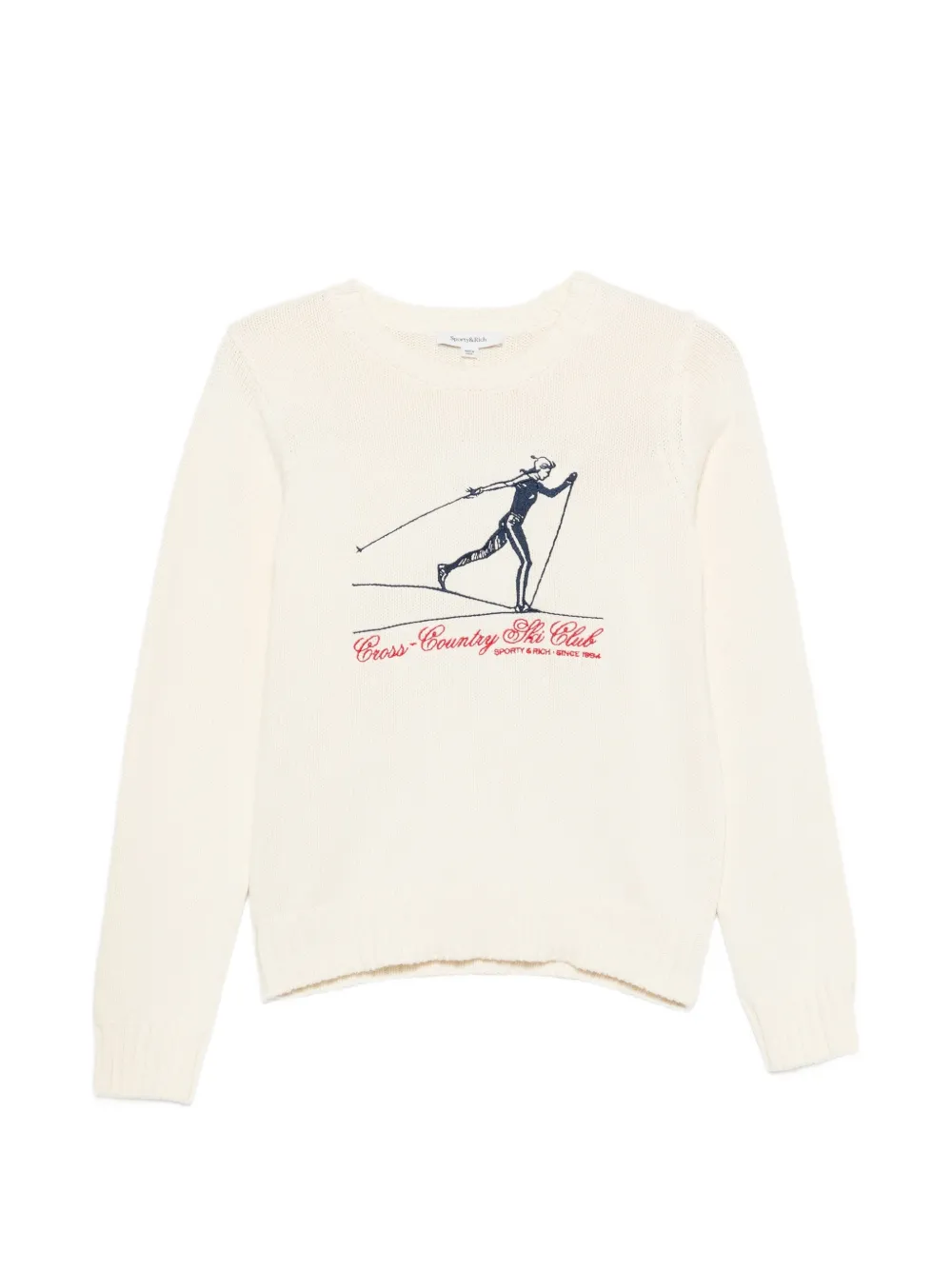 Sporty & Rich graphic-print ribbed-trim sweater - Tons neutres