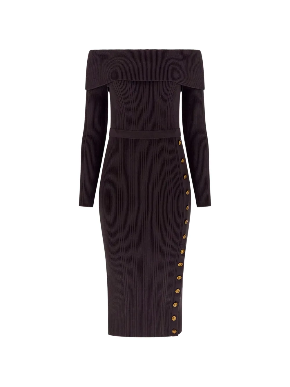 GUESS USA robe mi-longue nervurée à épaules dénudées - Marron