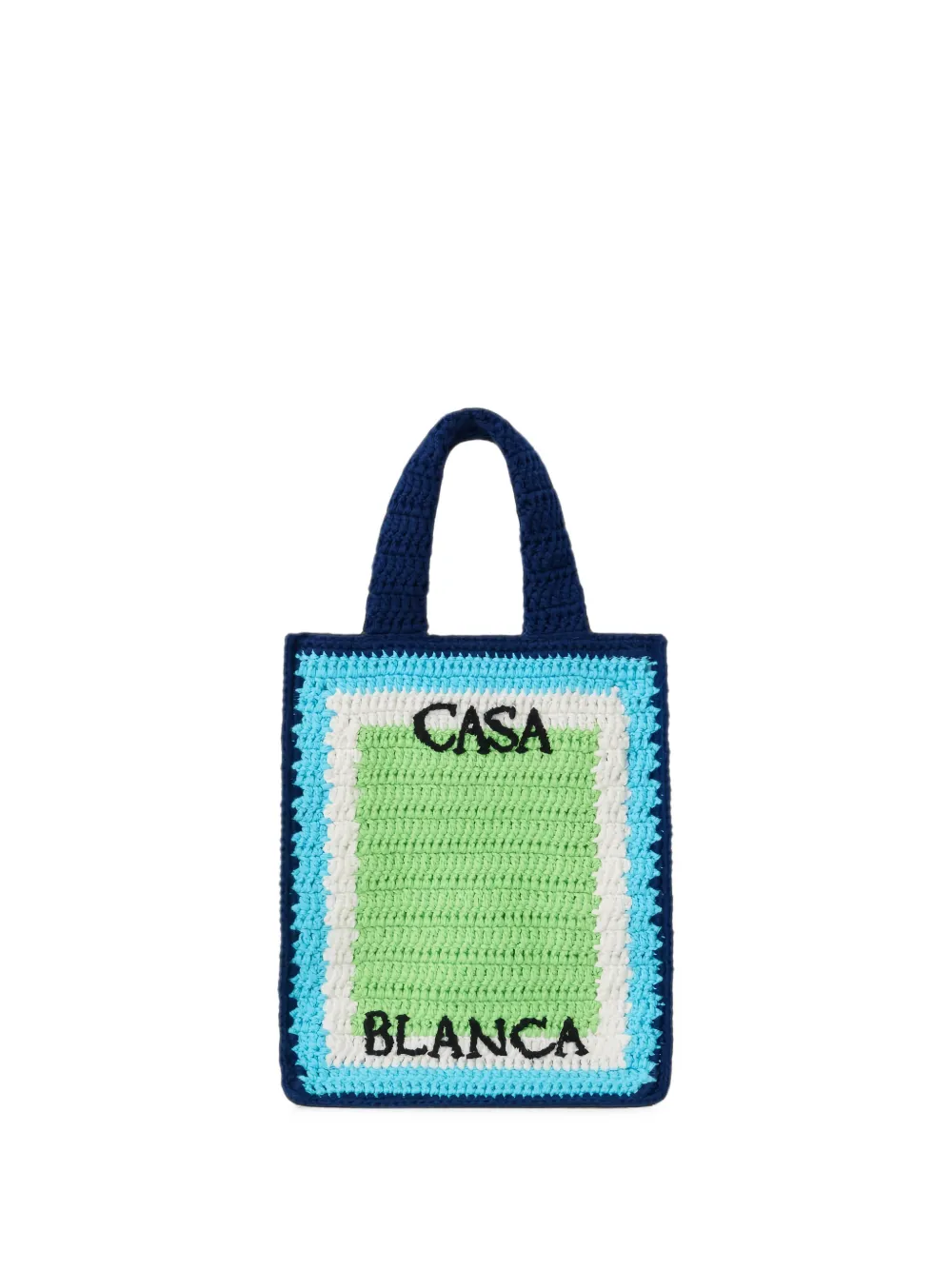 CASABLANCA KIDS mini crochet-knit logo tote bag - Blu