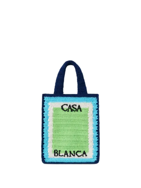 CASABLANCA KIDS mini crochet-knit logo tote bag