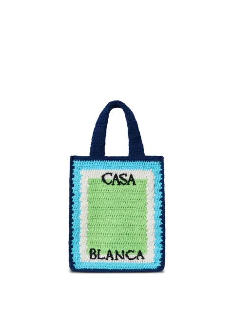 CASABLANCA KIDS mini crochet-knit logo tote bag
