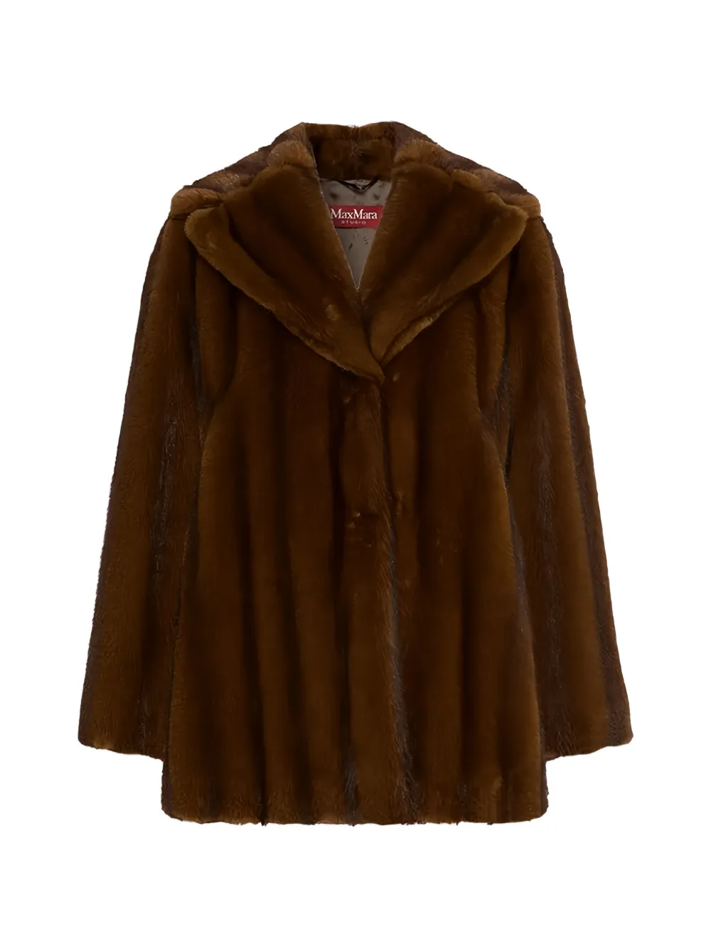 Max Mara manteau en fourrure artificielle à col châle - Marron