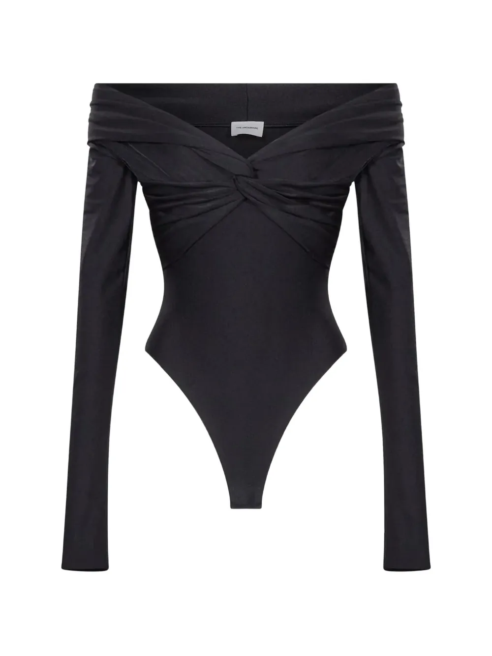 THE ANDAMANE Kendal off-shoulder twist-detail bodysuit - Noir