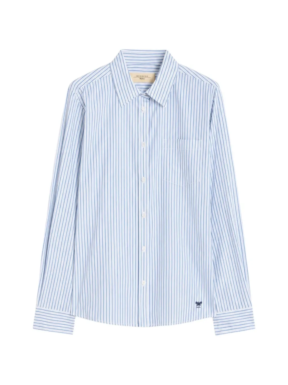 Weekend Max Mara vertical-stripe embroidered-logo shirt - Bleu Weekend Max Mara vertical-stripe embroidered-logo shirt - Bleu