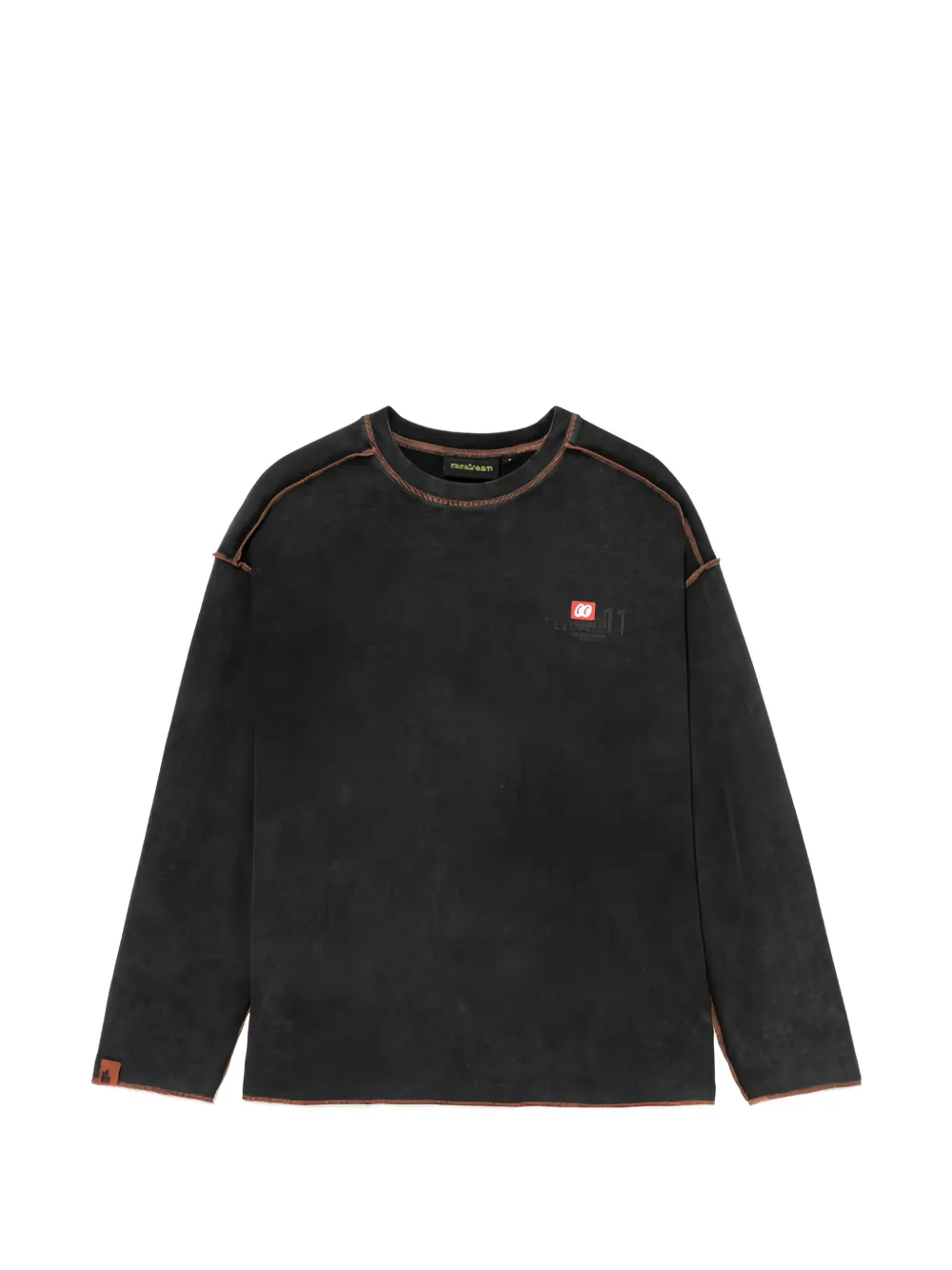 Mini Cream Contrast-stitch Long-sleeve T-shirt In Black