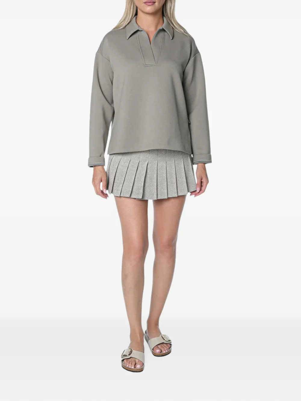 Armani Exchange Mini-plooirok met diagonale streep Beige