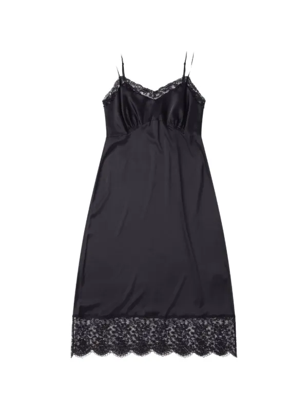 Simone Rocha Lace-trim Slip Midi Dress in Black