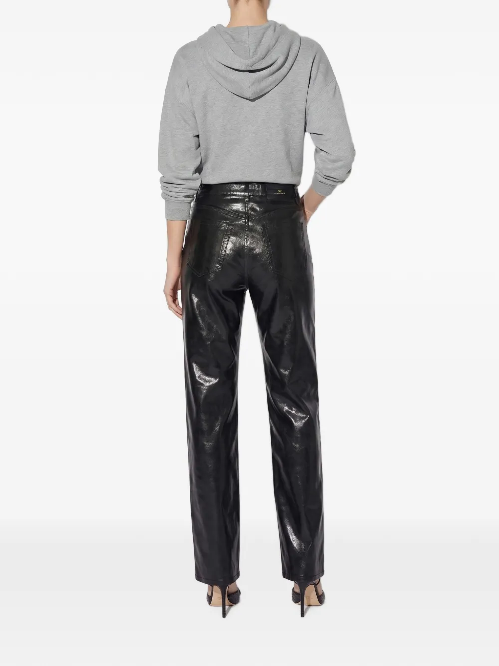 Elisabetta Franchi Ruimvallende jeans met gelamineerd effect Zwart