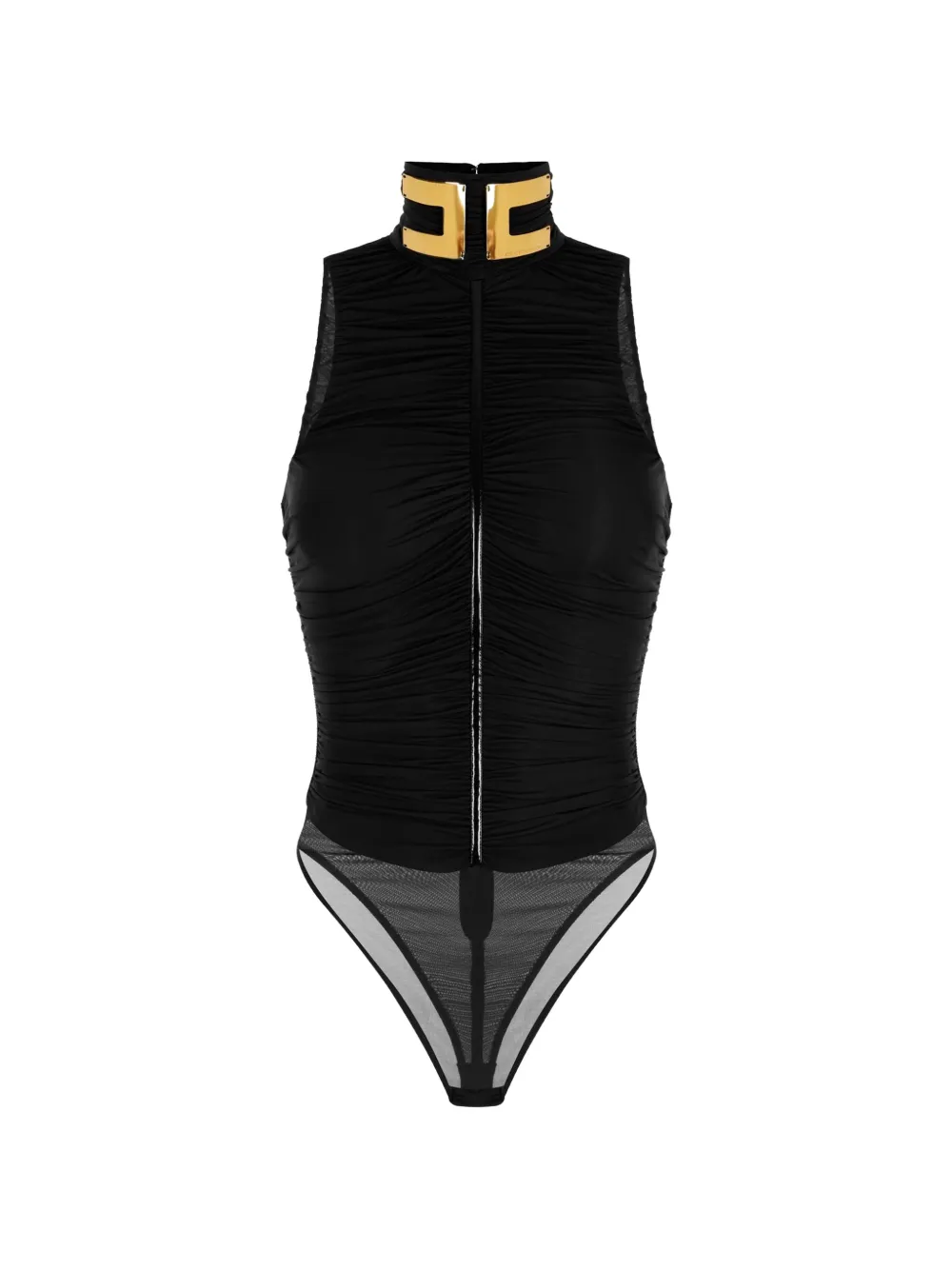 Elisabetta Franchi bodysuit in stretch jersey fabric with jewel collar