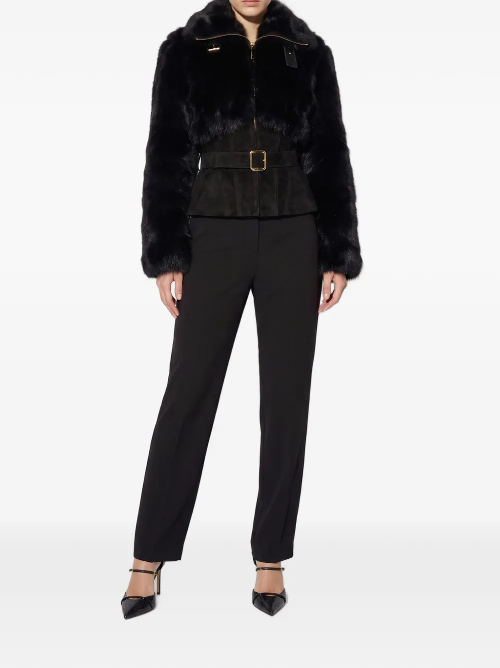 Elisabetta Franchi Bustier jack met bont-effect Zwart