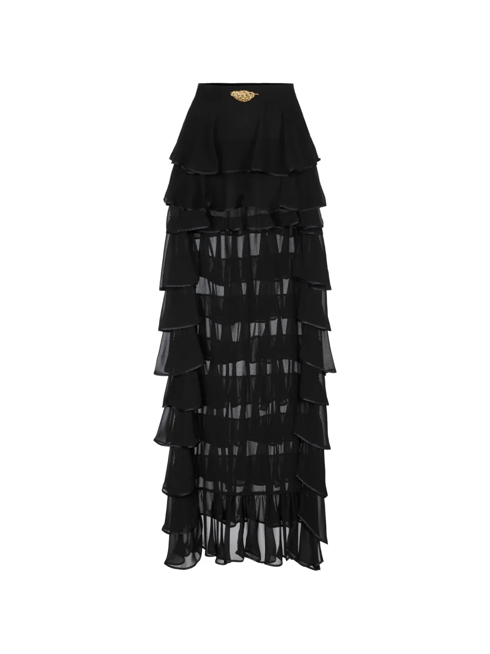 Elisabetta Franchi skirt in georgette fabric with flounces - Nero