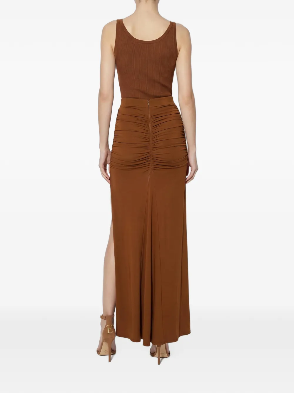 Elisabetta Franchi Crêpe jersey rok met logo Bruin