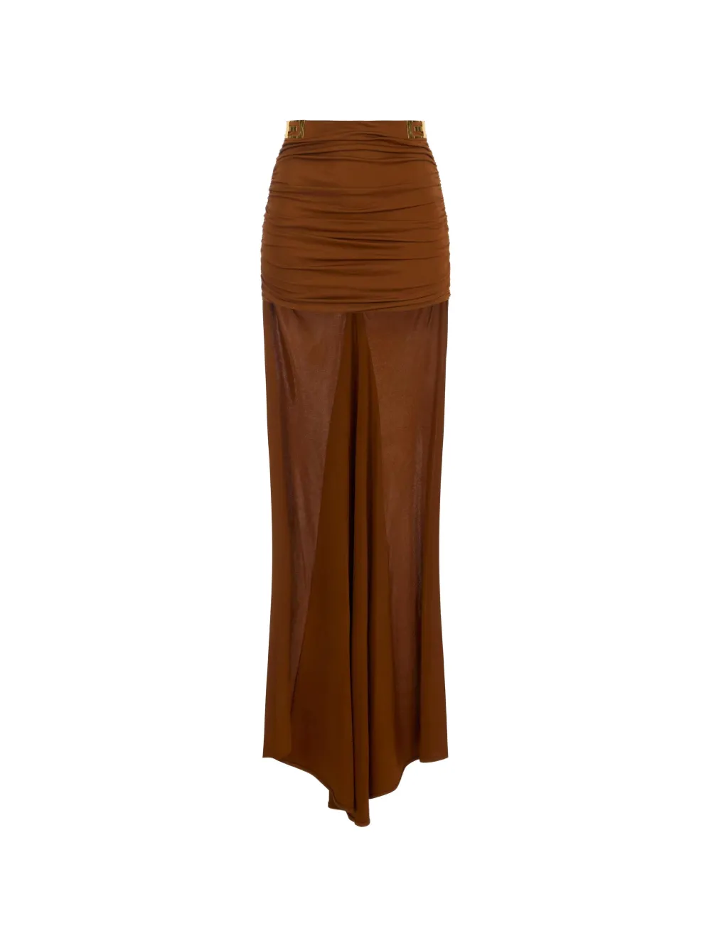 Elisabetta Franchi skirt in crêpe jersey fabric with jewel logo - Marrone