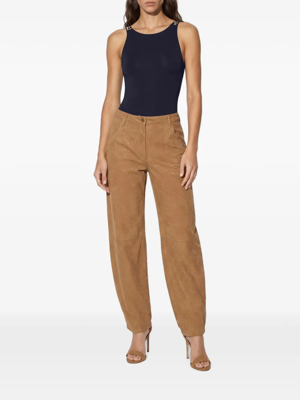 Elisabetta Franchi Body van crêpe jersey met logo Blauw