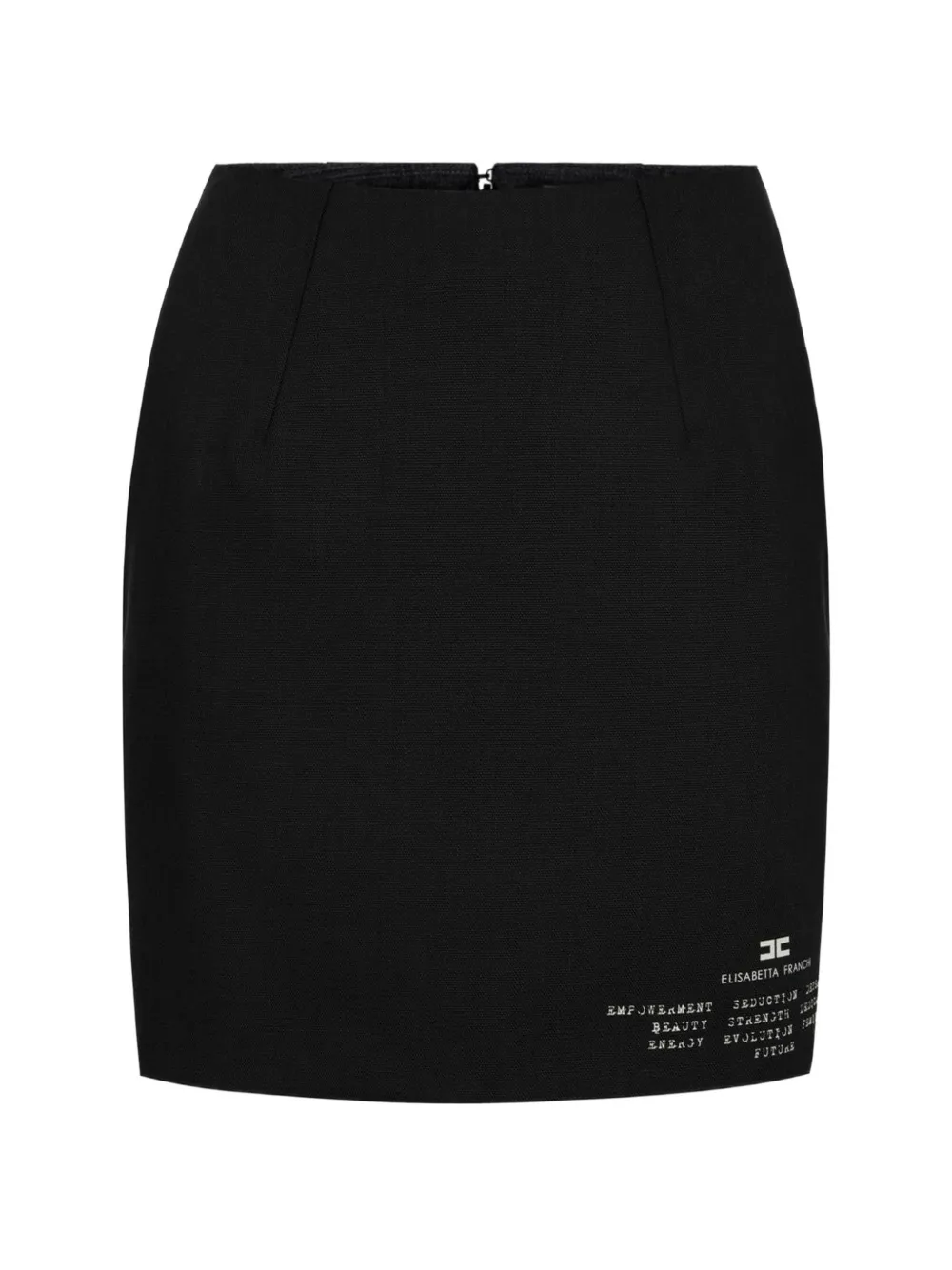 Elisabetta Franchi wool mini skirt with logo print - Nero