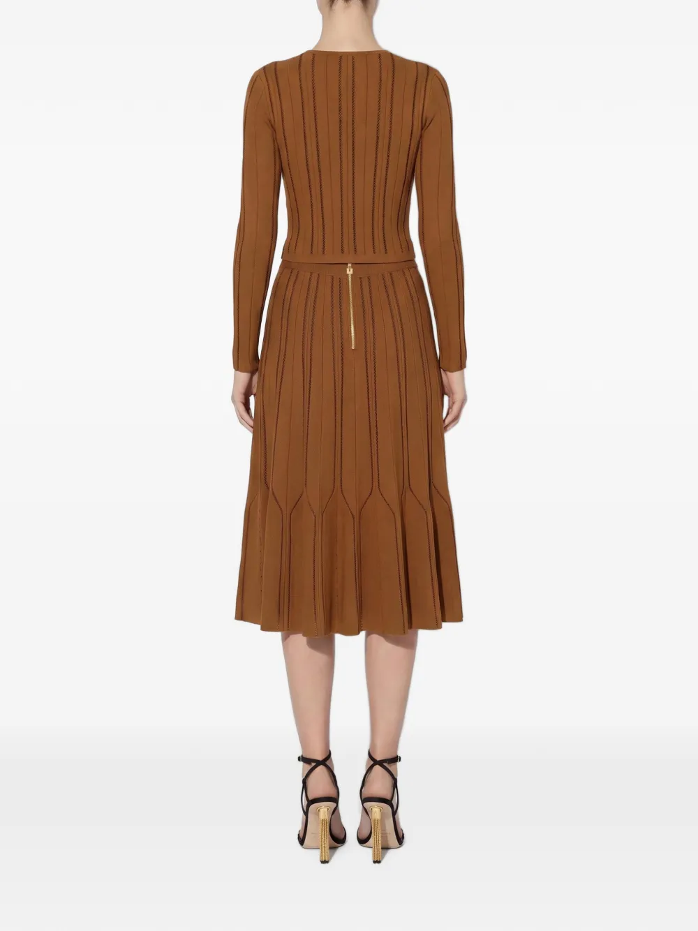 Elisabetta Franchi Origami gebreide rok Bruin