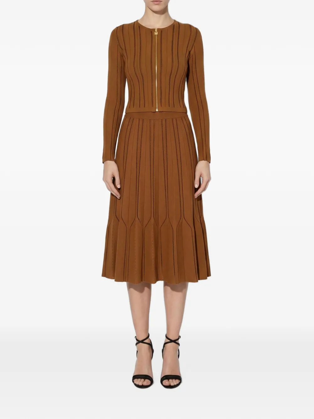 Elisabetta Franchi Origami gebreide rok Bruin