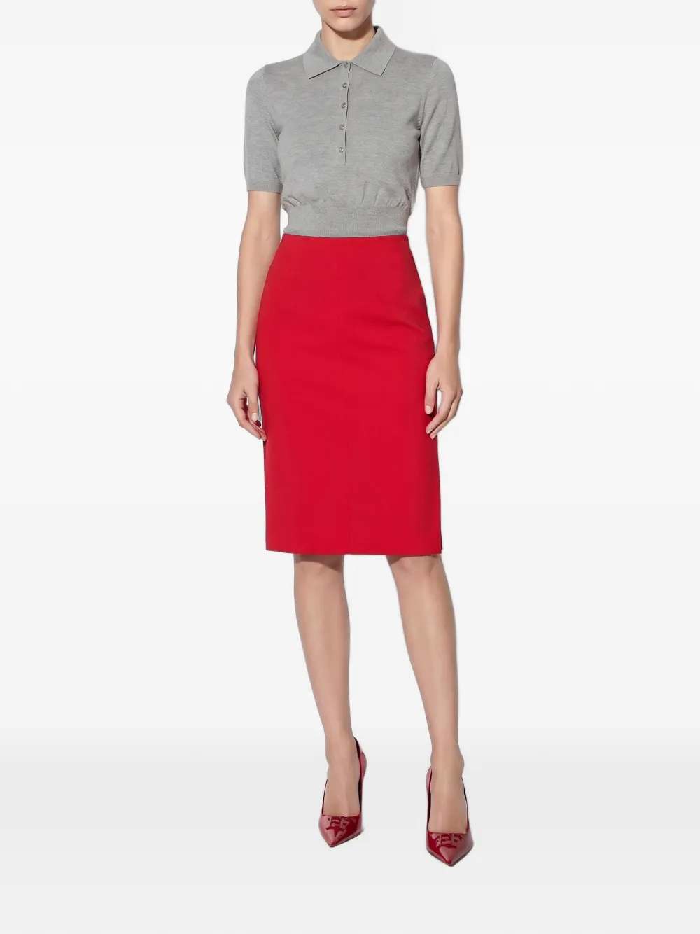 Elisabetta Franchi Gebreid poloshirt Grijs