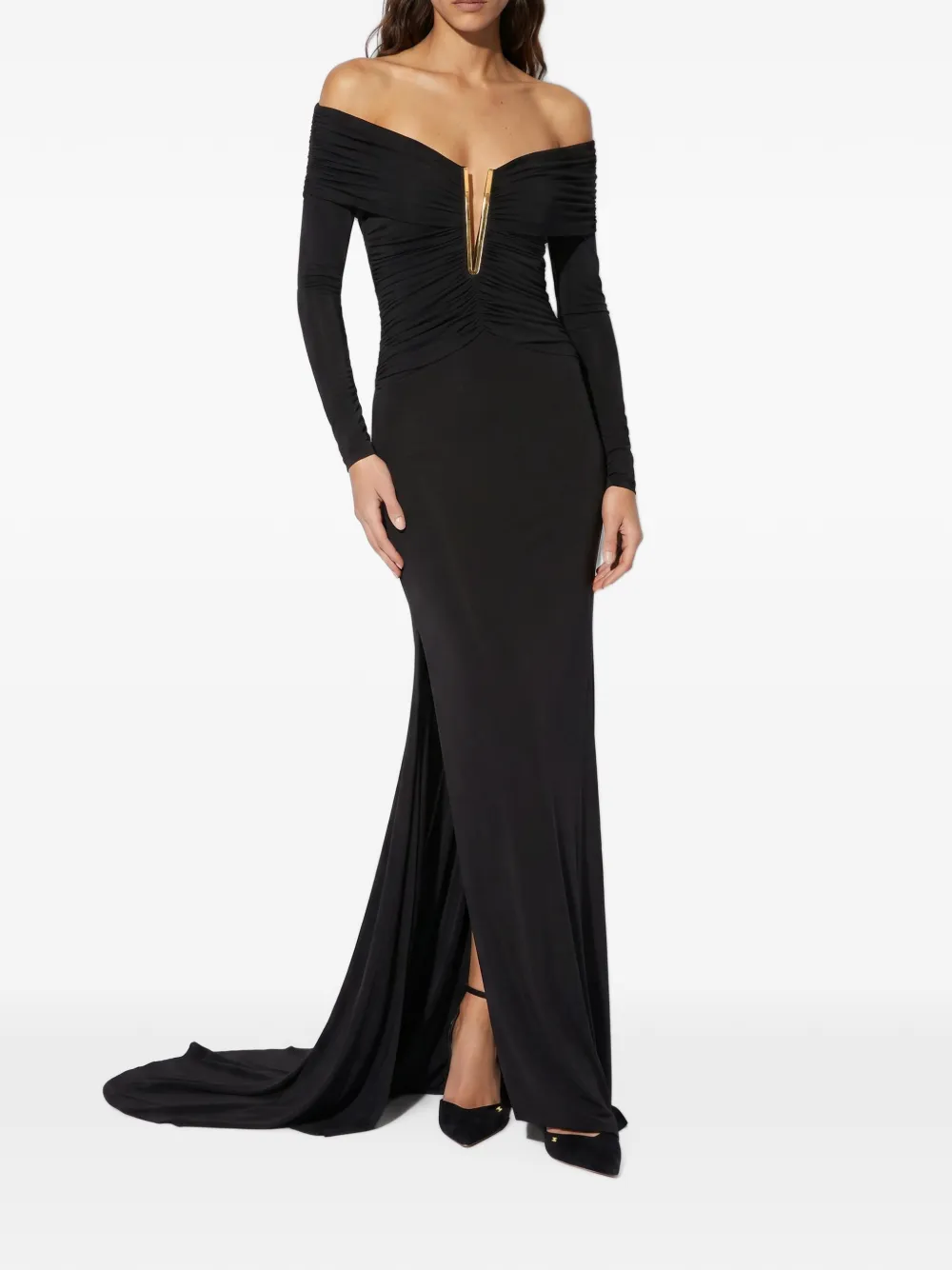 Elisabetta Franchi Jurk van lichtgewicht crêpe jersey Zwart