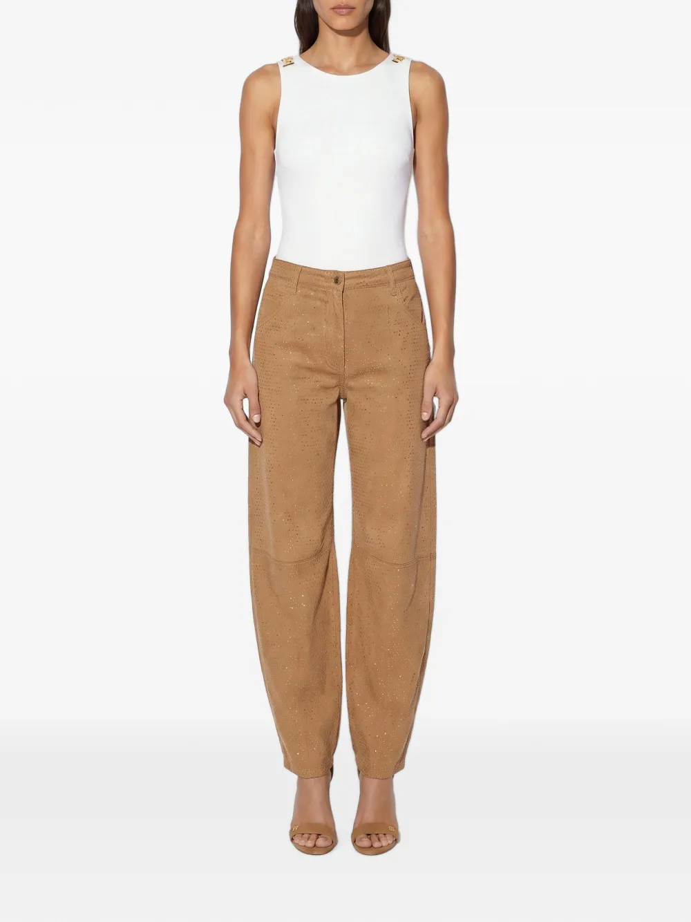 Elisabetta Franchi bodysuit in crêpe jersey fabric with jewel logos - Bianco