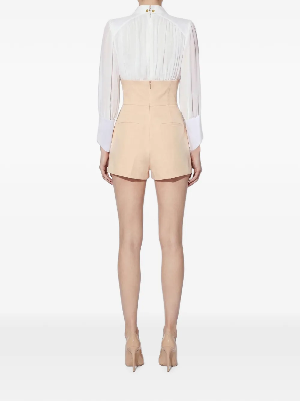 Elisabetta Franchi Playsuit van georgette en technische stof Wit