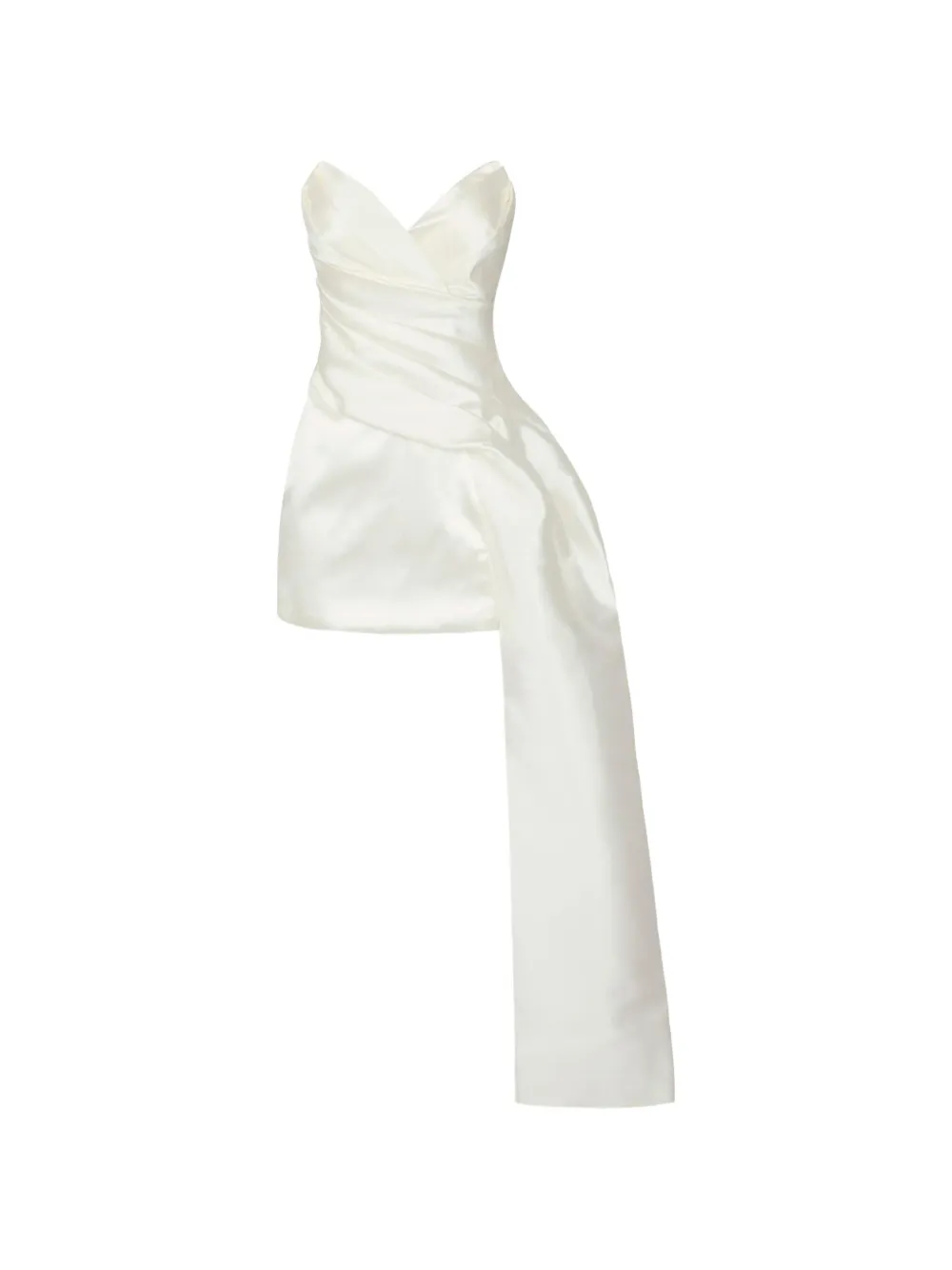 Elisabetta Franchi mini dress in gazar fabric with tail-like fabric panel - Toni neutri