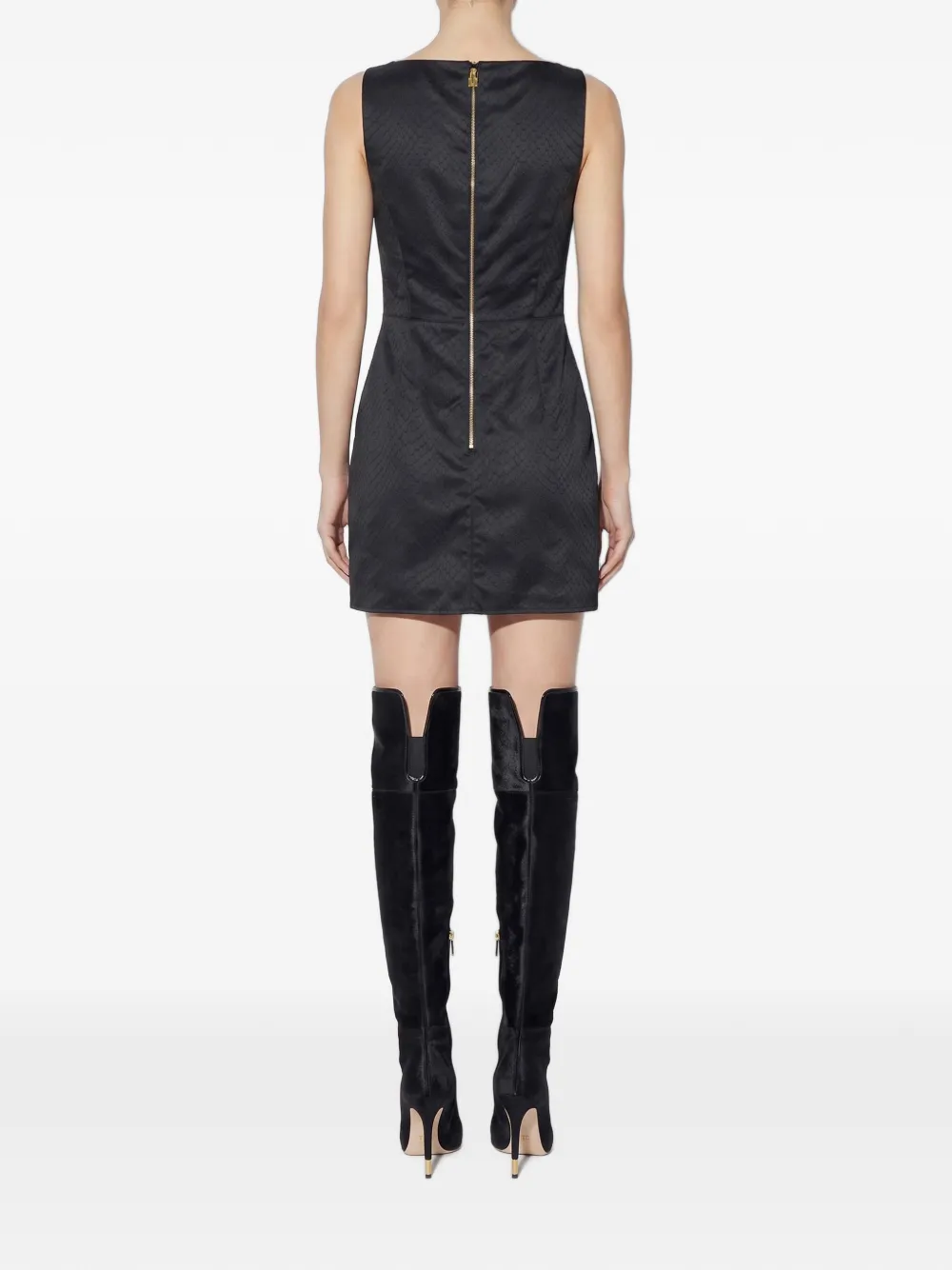 Elisabetta Franchi Taffeta mini-jurk met vissen-patroon Zwart
