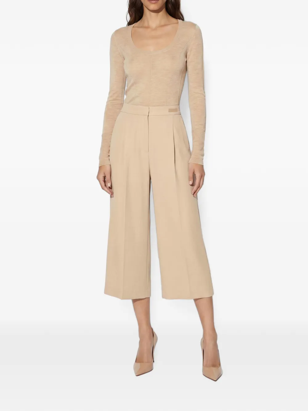 Elisabetta Franchi Lichtgewicht crêpe stoffen broek Beige