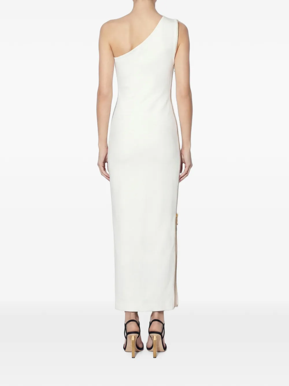 Elisabetta Franchi Red Carpet gebreide jurk met rits Wit