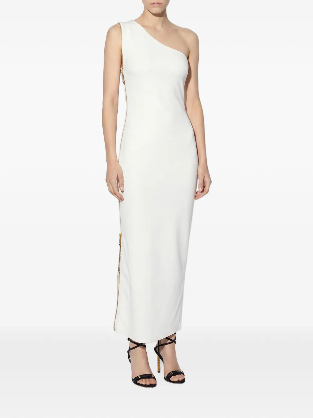Elisabetta Franchi Red Carpet gebreide jurk met rits Wit