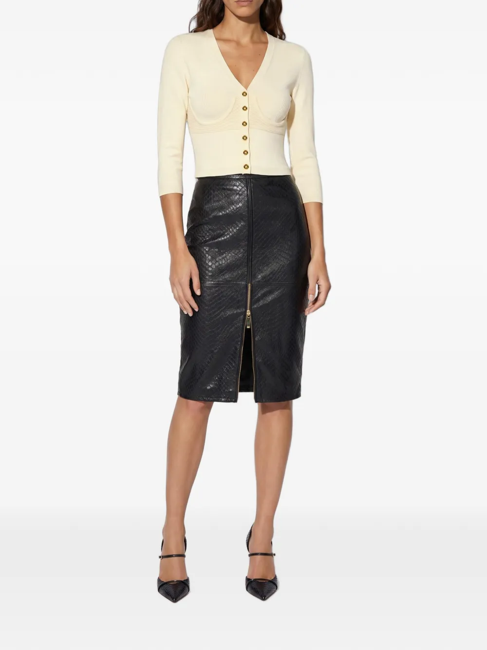 Elisabetta Franchi Gebreid vest in bustier-stijl Beige