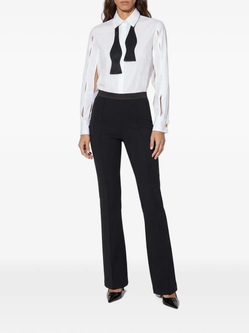 Elisabetta Franchi Katoenen blouse met vlinderdas Wit