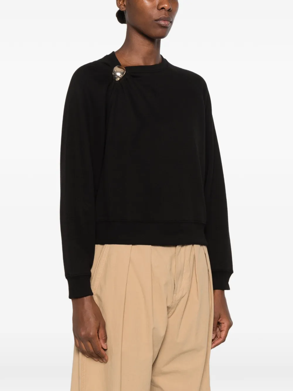Ba&Sh Della embellished raglan-sleeve sweatshirt Zwart