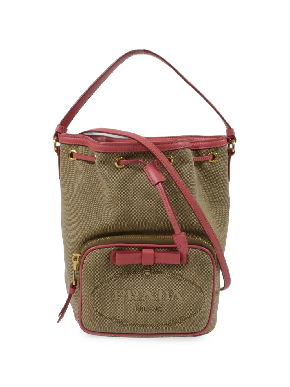 Prada Pre-Owned mini logo-print bucket bag - Verde